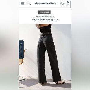 New: Abercrombie & Fitch Black High Rise The Wide Leg Jean | Size 29